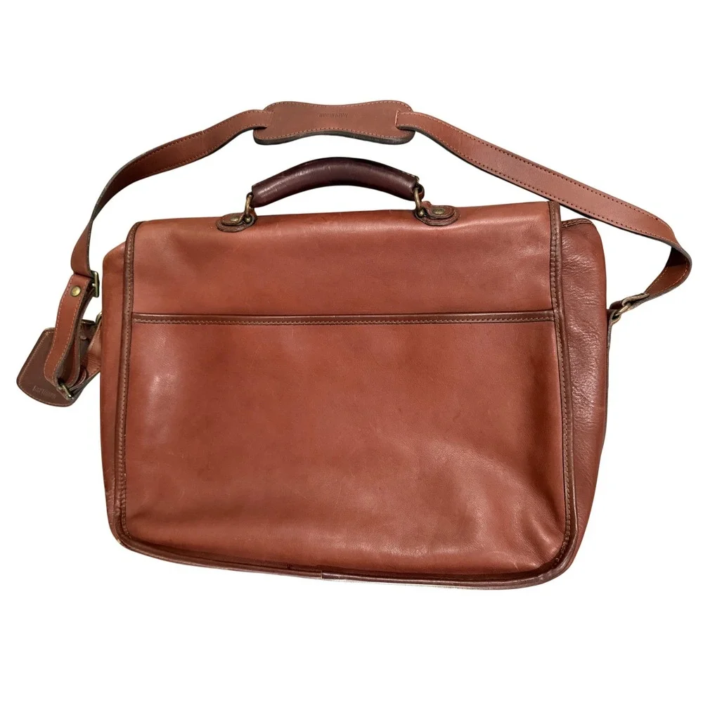 Hartmann Leather Messenger Bag Briefcase Unisex Brown Brass Hardware Large